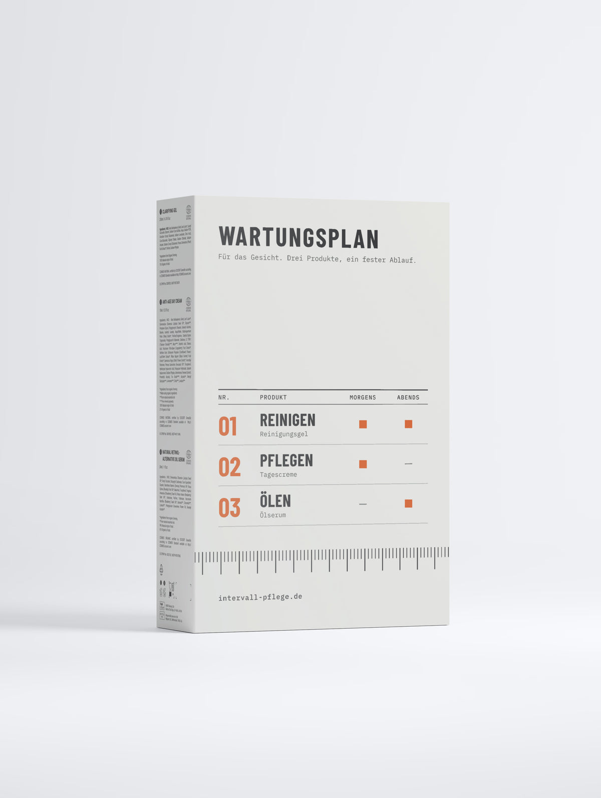 Wartungsset von hinten mit Wartungsplan